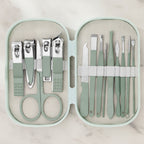 Sage Green Nail Care Kit With Scissors And Tools – Korean nail care (view 2)