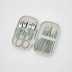 Sage Green Nail Care Kit With Scissors And Tools – Korean nail care (view 1)