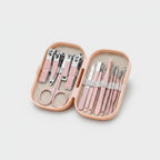 Manicure Nail Care Set Pink Leather Case