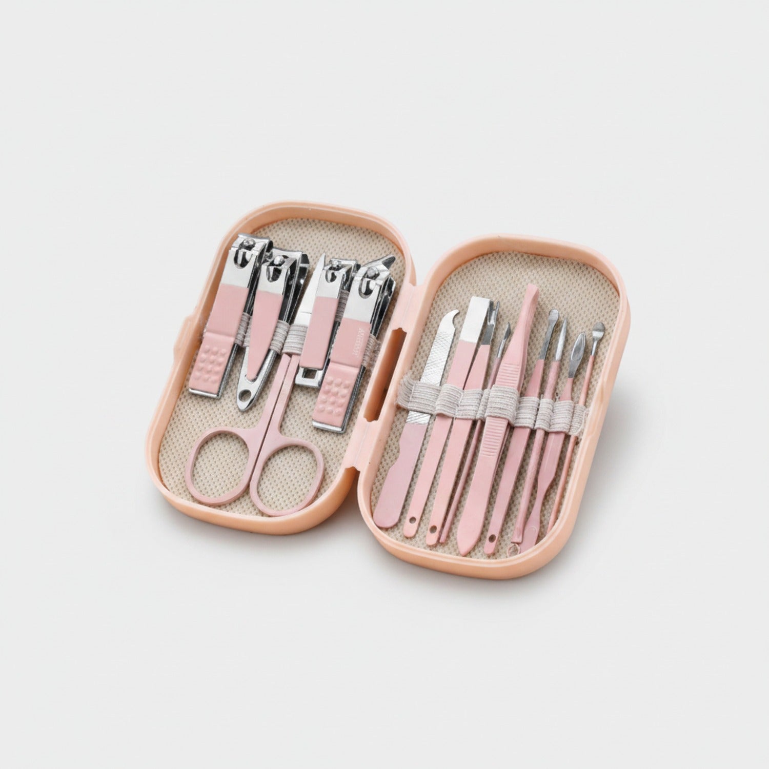 Manicure Nail Care Set Pink Leather Case