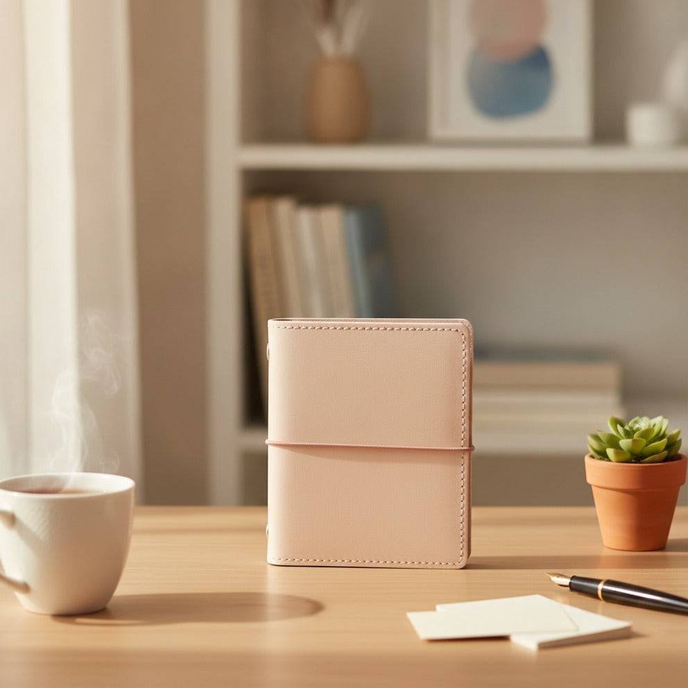 Blush Pink Elastic Band Hardcover Notebook – stationery (view 2)
