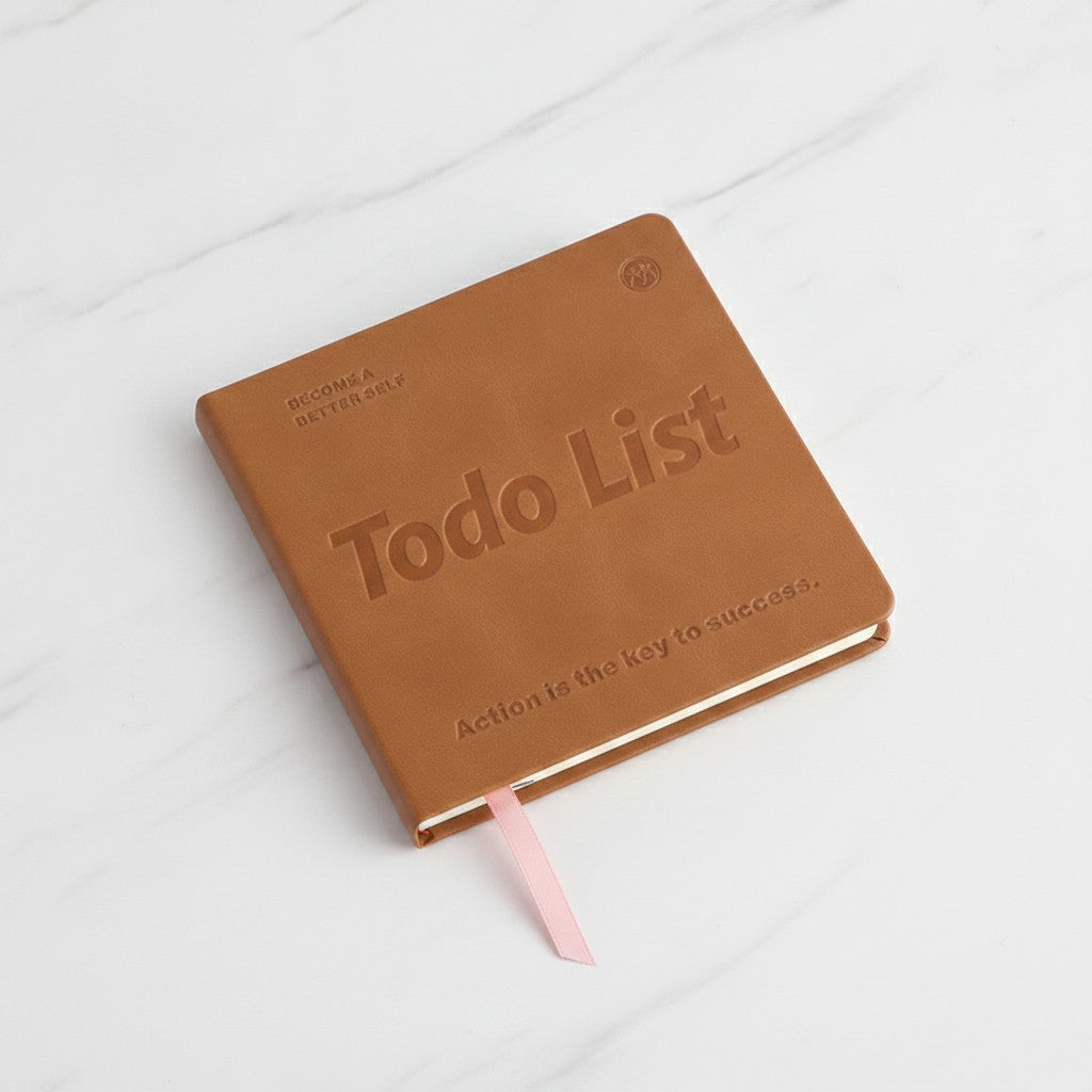 "Todo List" Motivational Square Notebook - Daily Planner Caramel