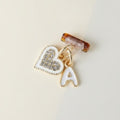 Rhinestone Heart Initial Letter Dangle Charm – jewelry (view 1)