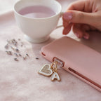Rhinestone Heart Initial Letter Dangle Charm – jewelry (view 3)