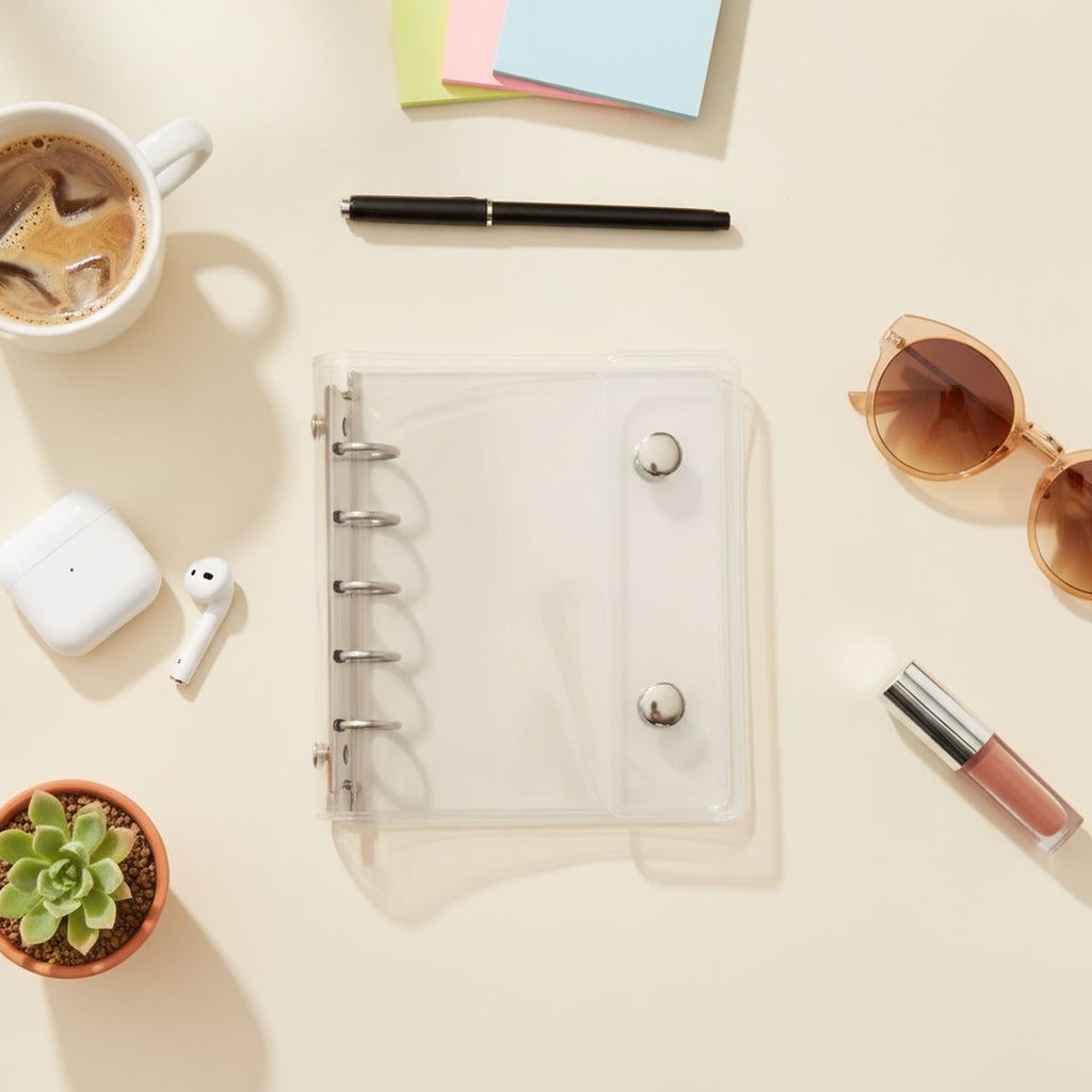 Clear Spiral Notebook With Metal Snap Closure – stationery (view 2)
