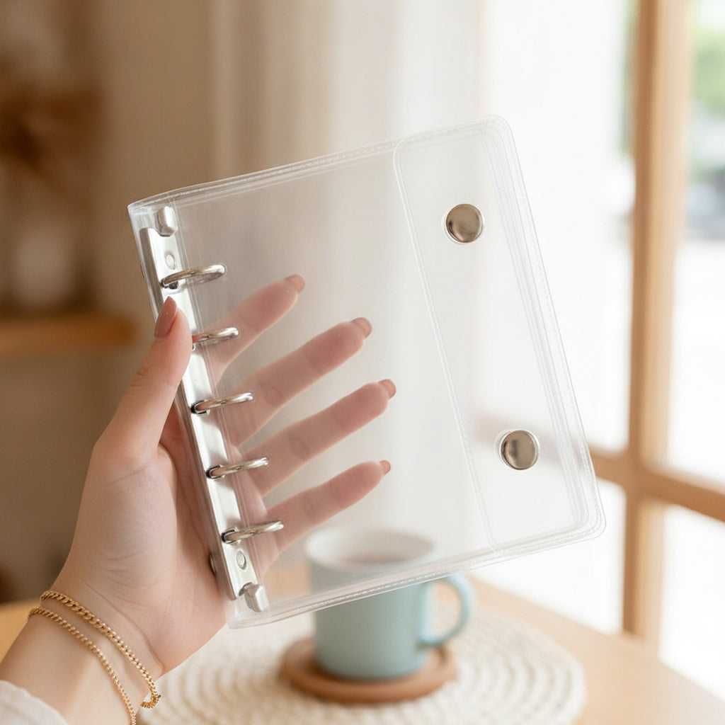 Clear Spiral Notebook With Metal Snap Closure – stationery (view 3)