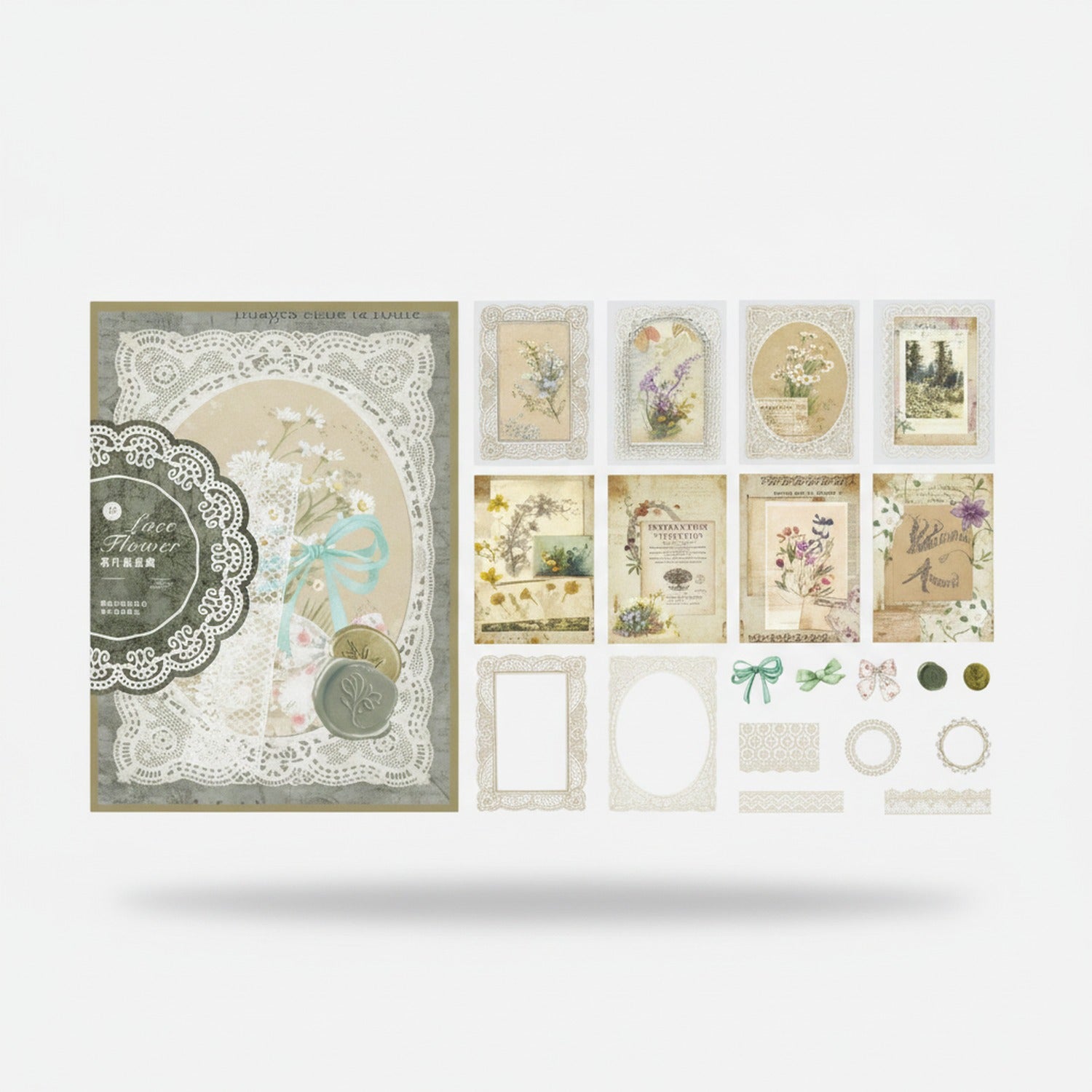 Vintage Lace Flower Letter Writing Set With Wax Seal
