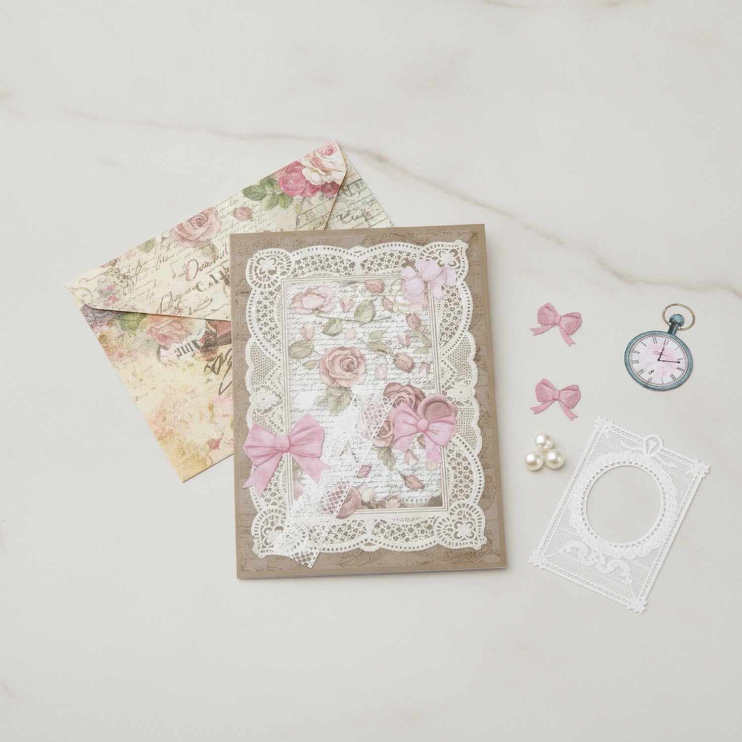 Vintage Floral Lace Scrapbook Card Making Kit