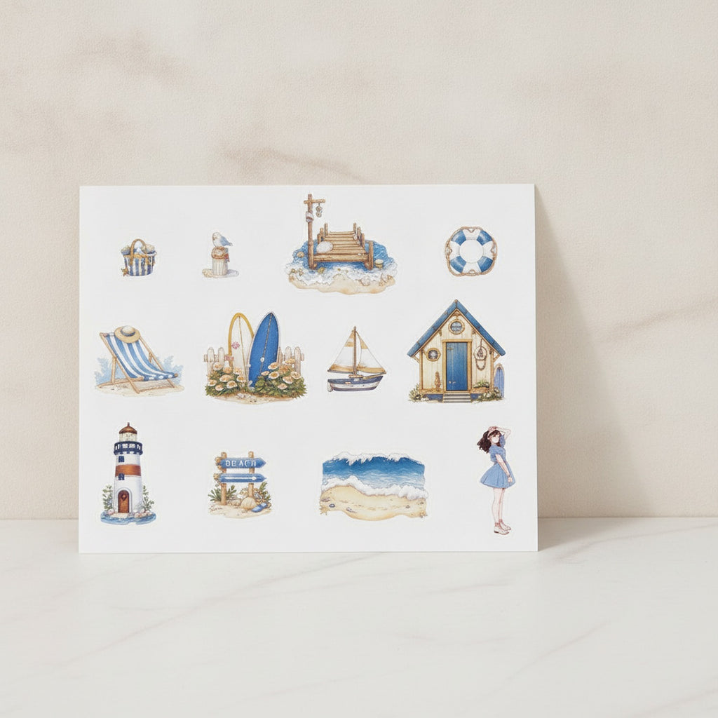Seaside Holidays Sticker Sheet Set Blue – stationery (view 2)