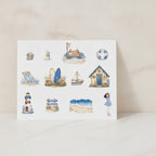 Seaside Holidays Sticker Sheet Set Blue – stationery (view 2)