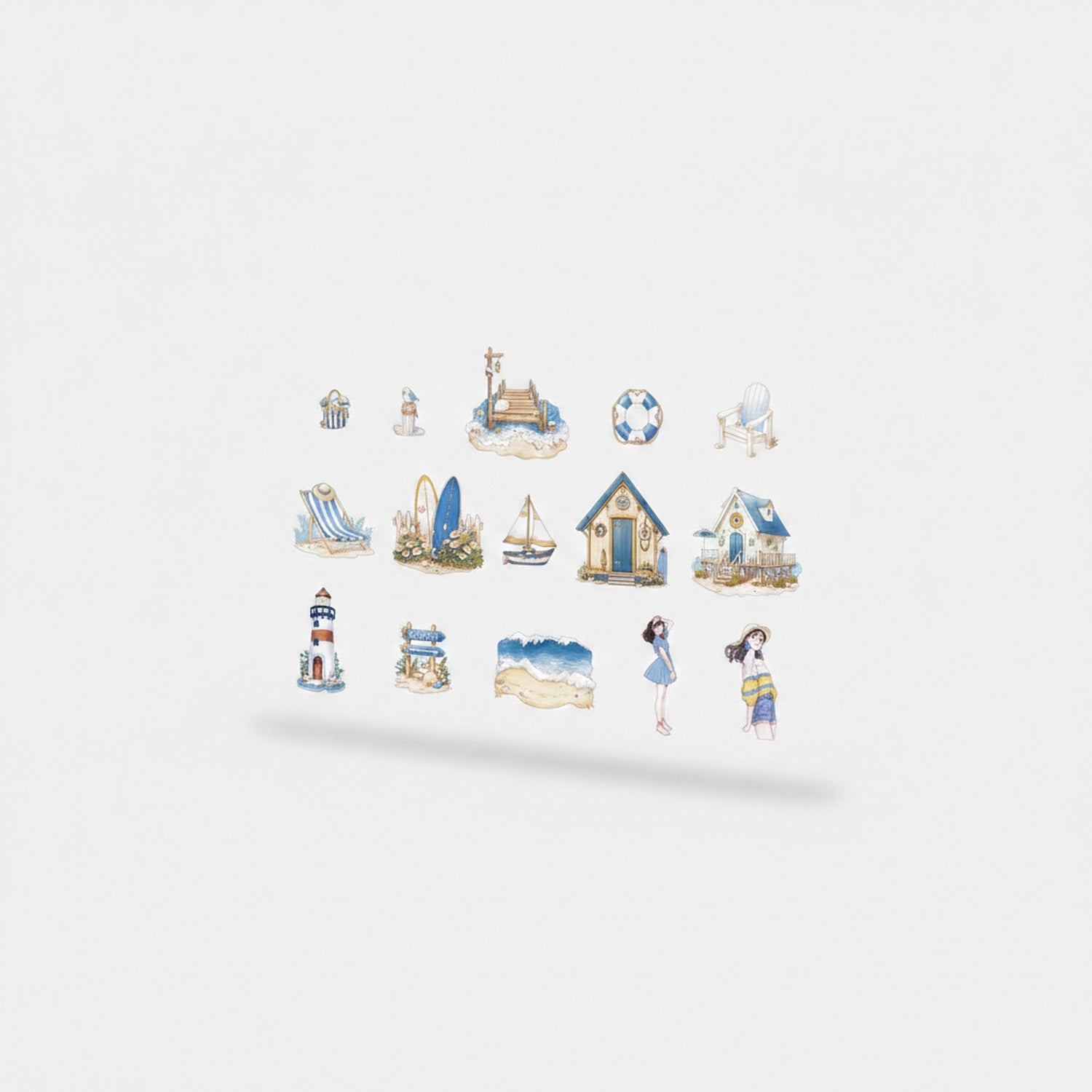 Seaside Holidays Sticker Sheet Set Blue