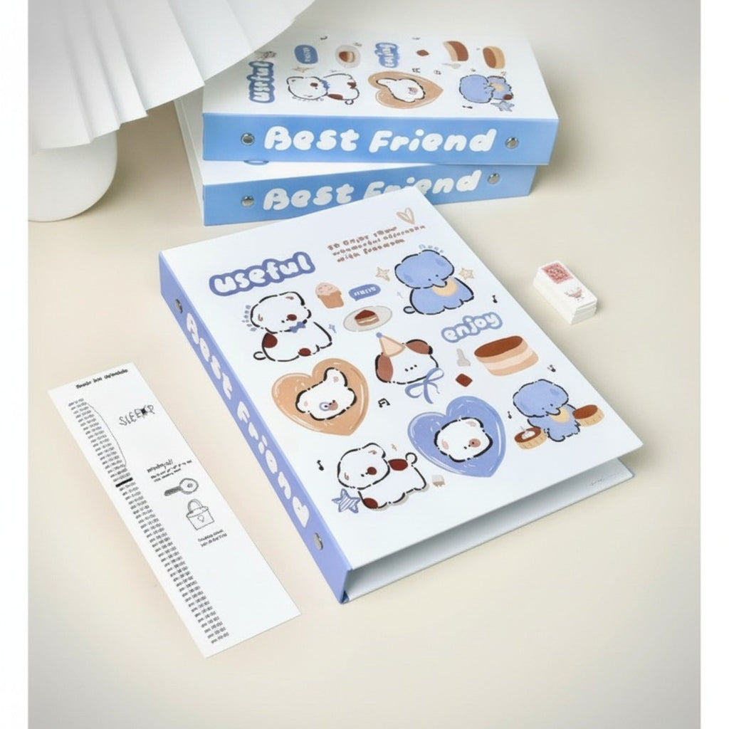 Cute Cartoon Puppy & Friends A5 Ring Binder – stationery (view 1)