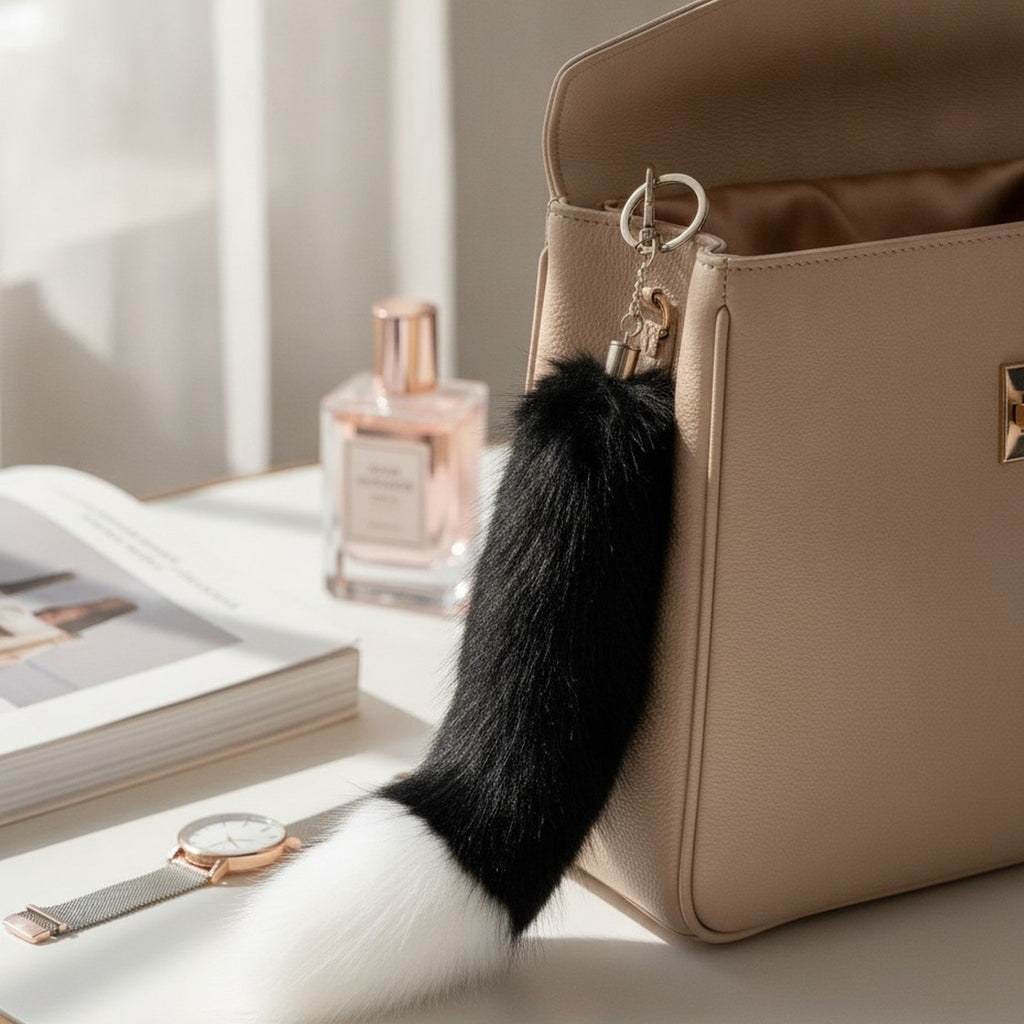 Fluffy Faux Fur Tail Keychain Charm – apparel accessories (view 3)