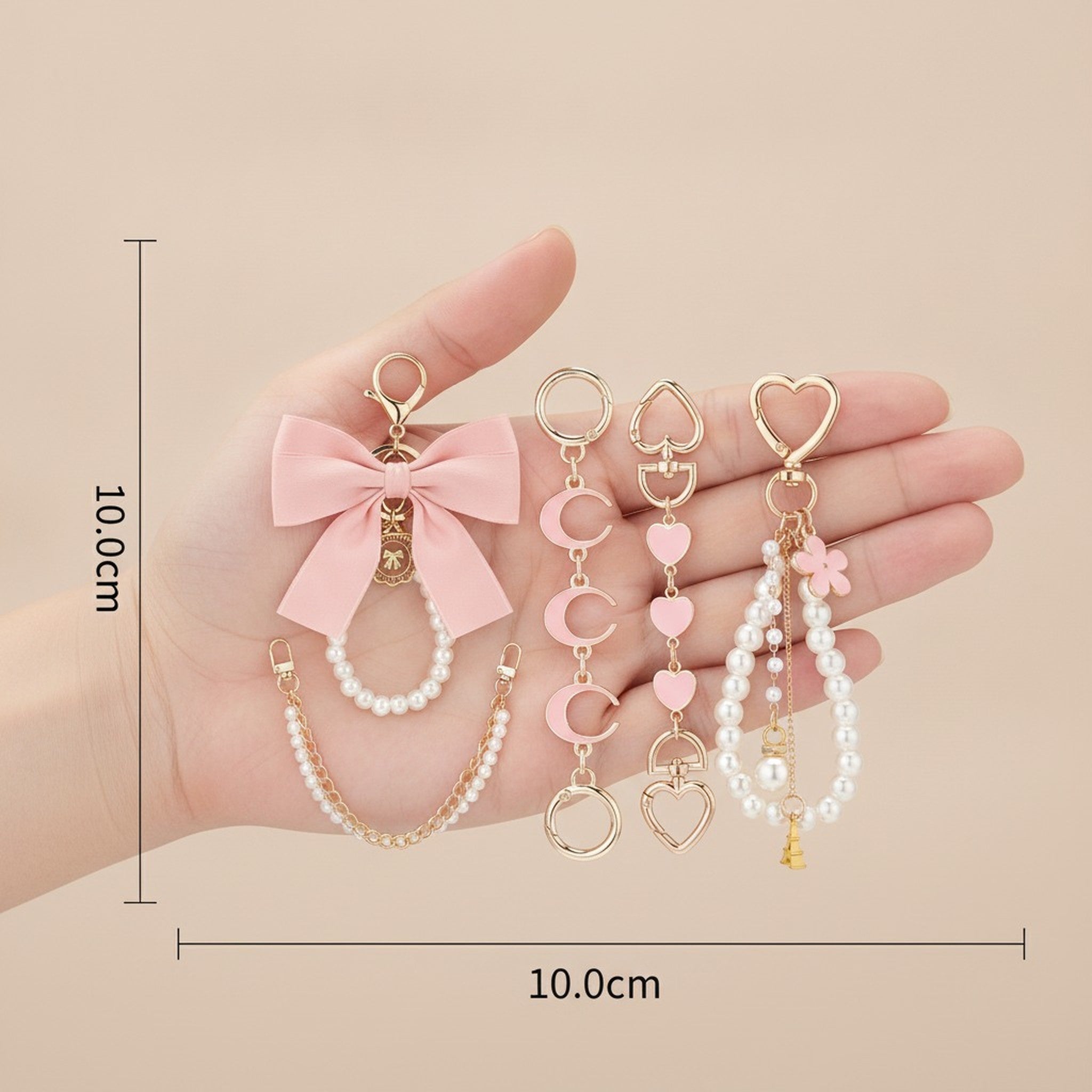 Kawaii Pink Gold Bag Charm Set – bags & wallets (view 6)