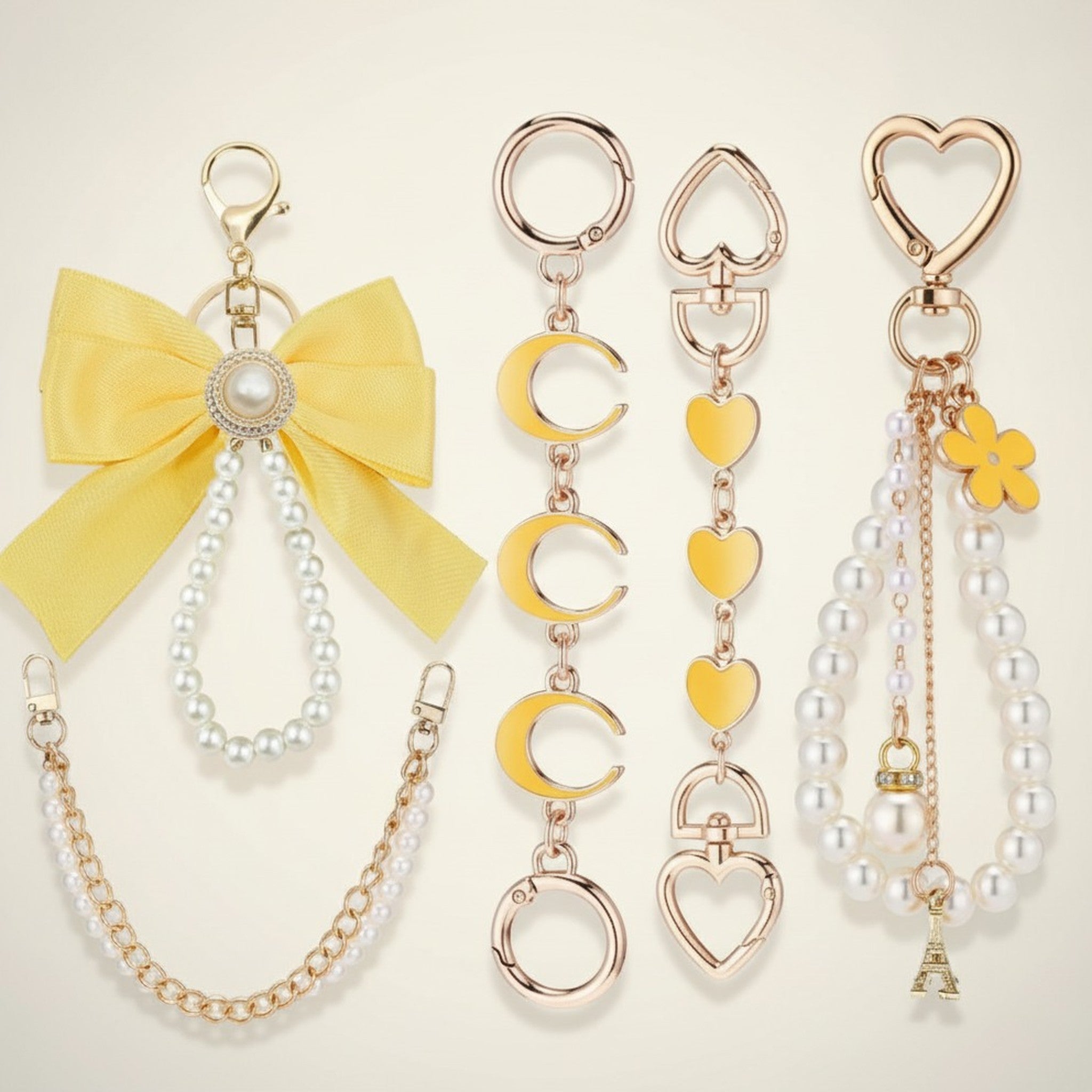 Kawaii Pink Gold Bag Charm Set – bags & wallets (view 3)