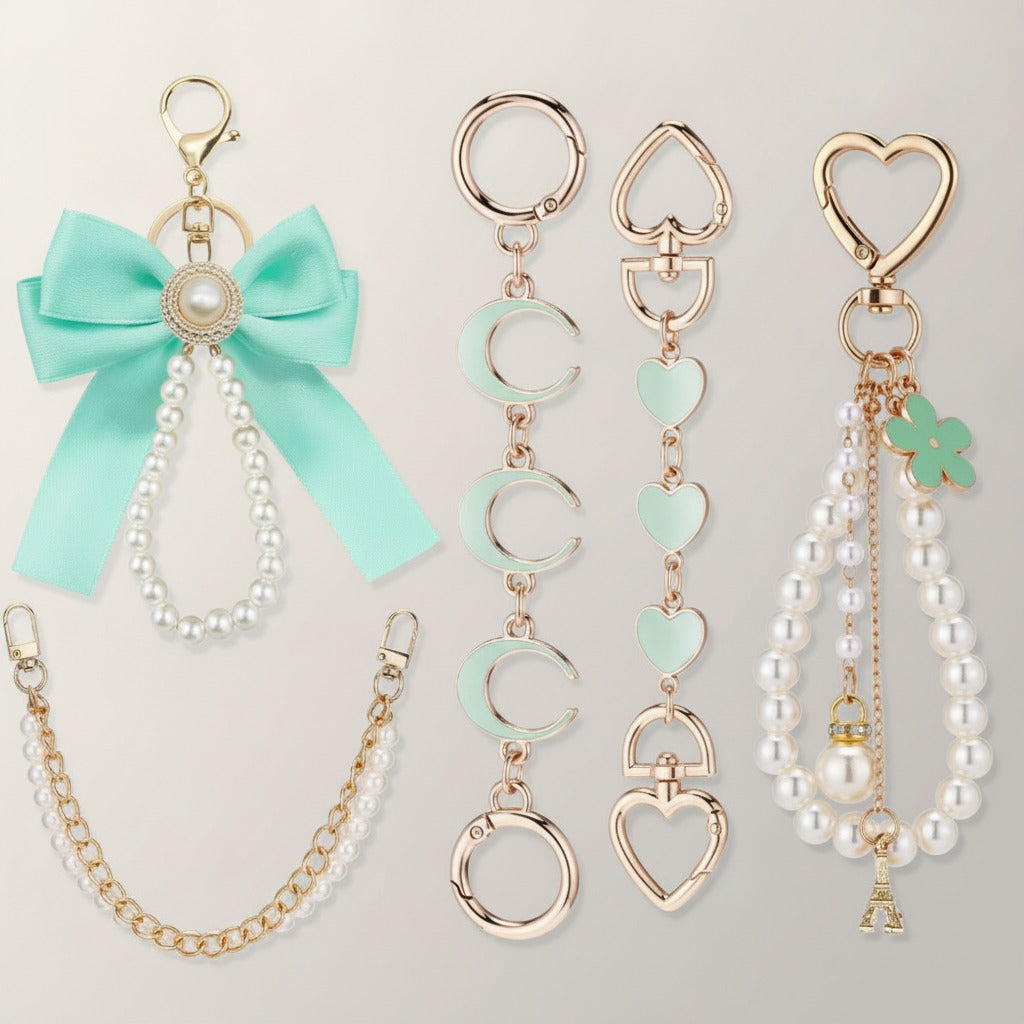 Kawaii Pink Gold Bag Charm Set – bags & wallets (view 4)
