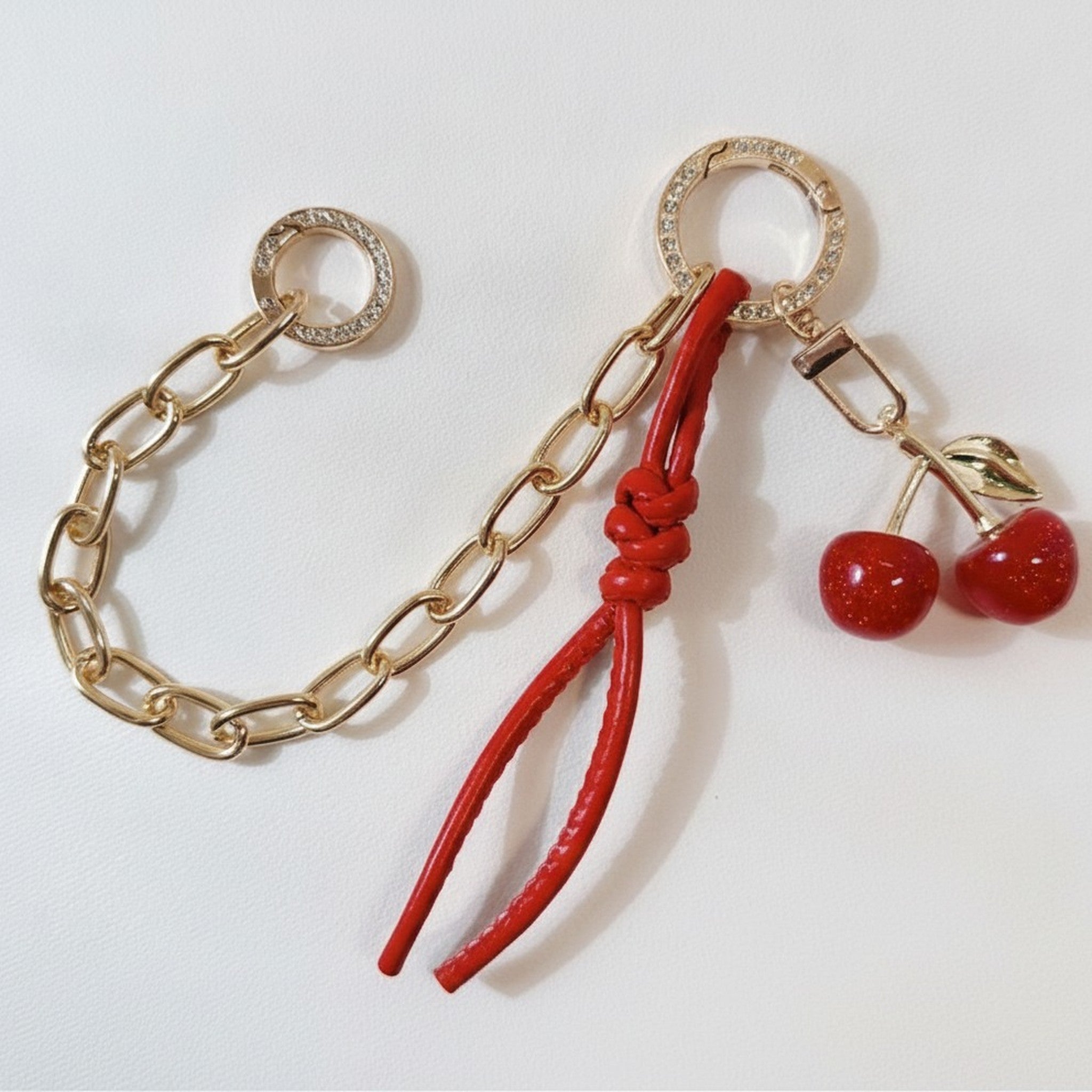 Elegant Cherry Charm Gold Chain Keychain – bags & wallets (view 1)