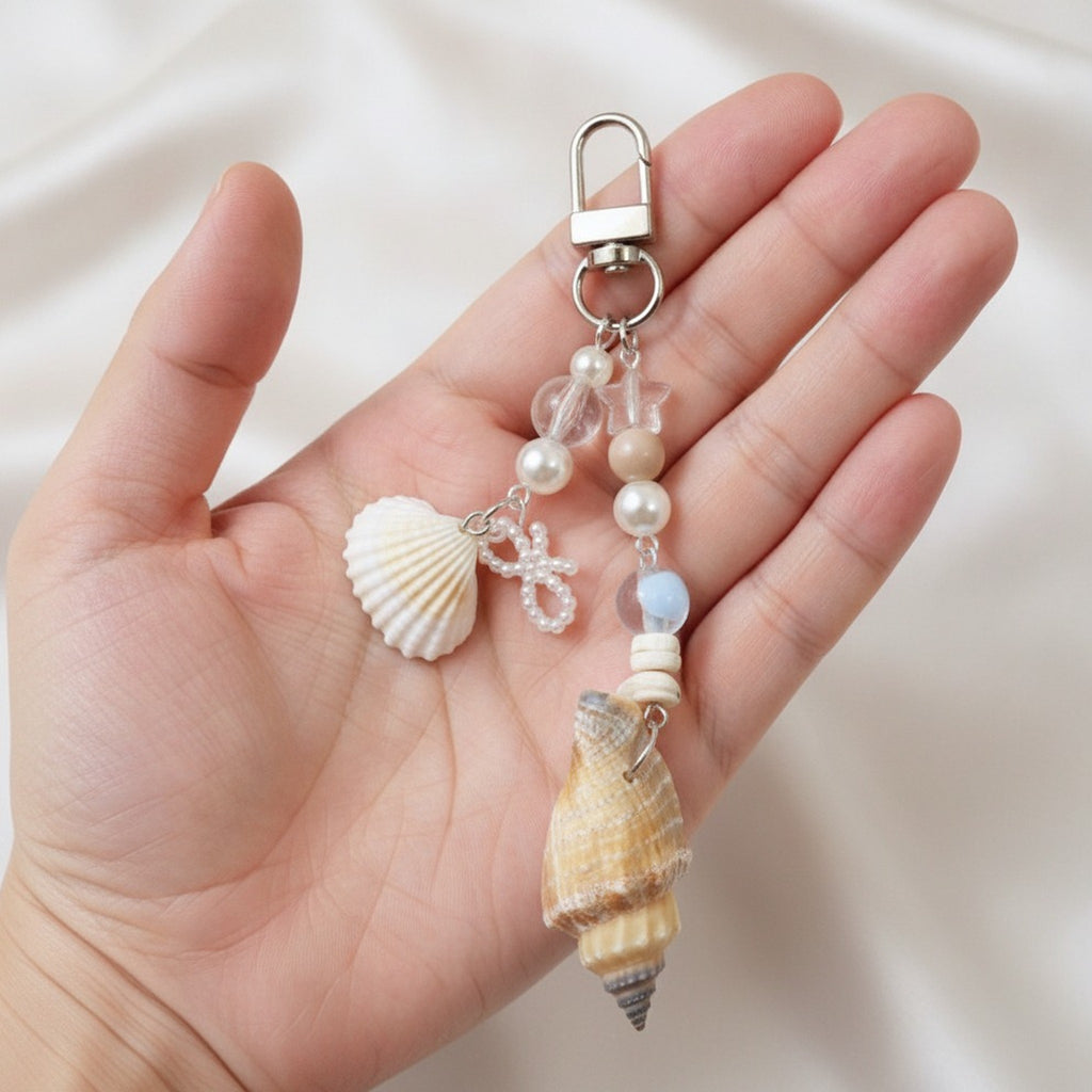 Seashell and Pearl Charm Keychain – bags & wallets (view 3)