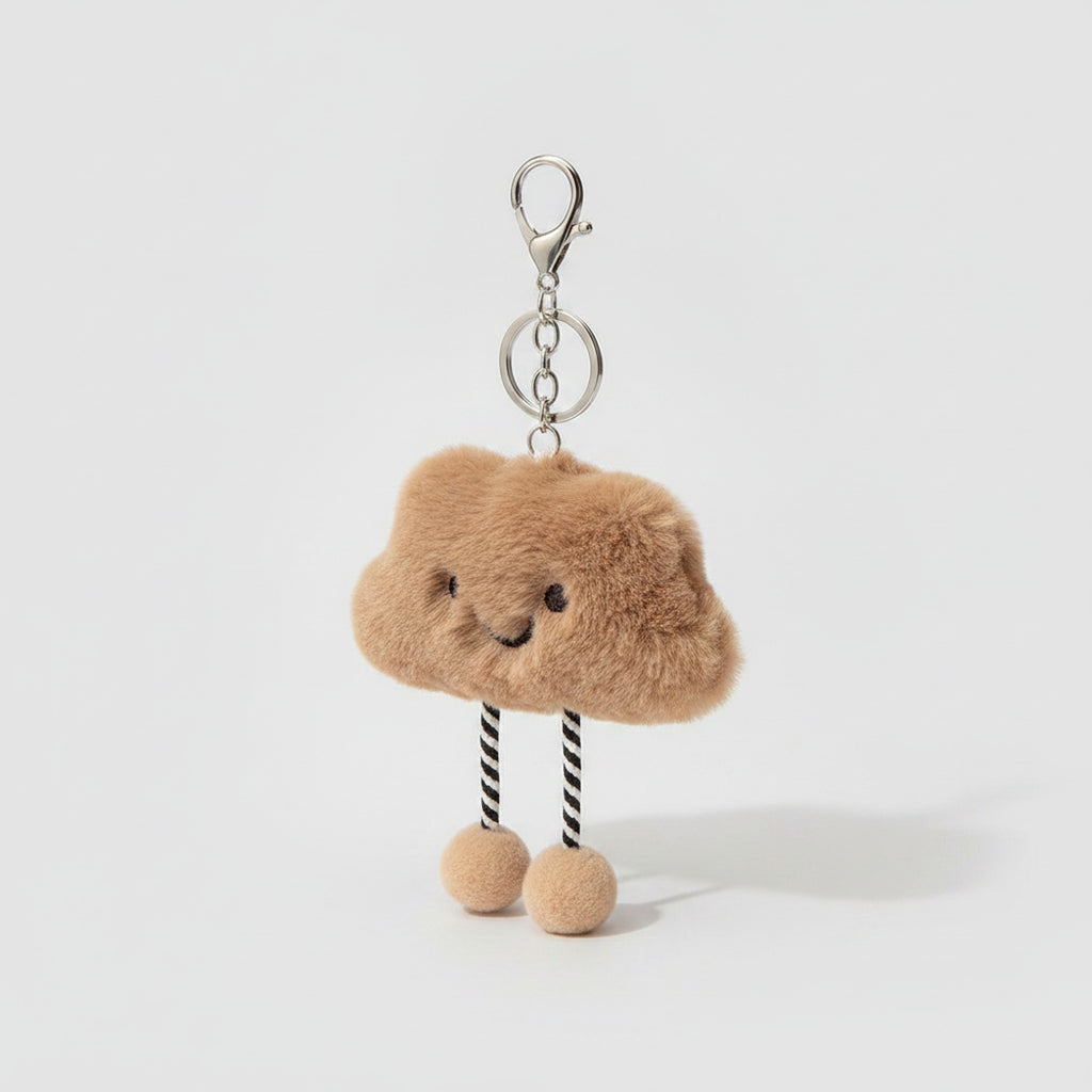 Smiley Shell Plush Bag Charm - Camel – bags & wallets (view 1)