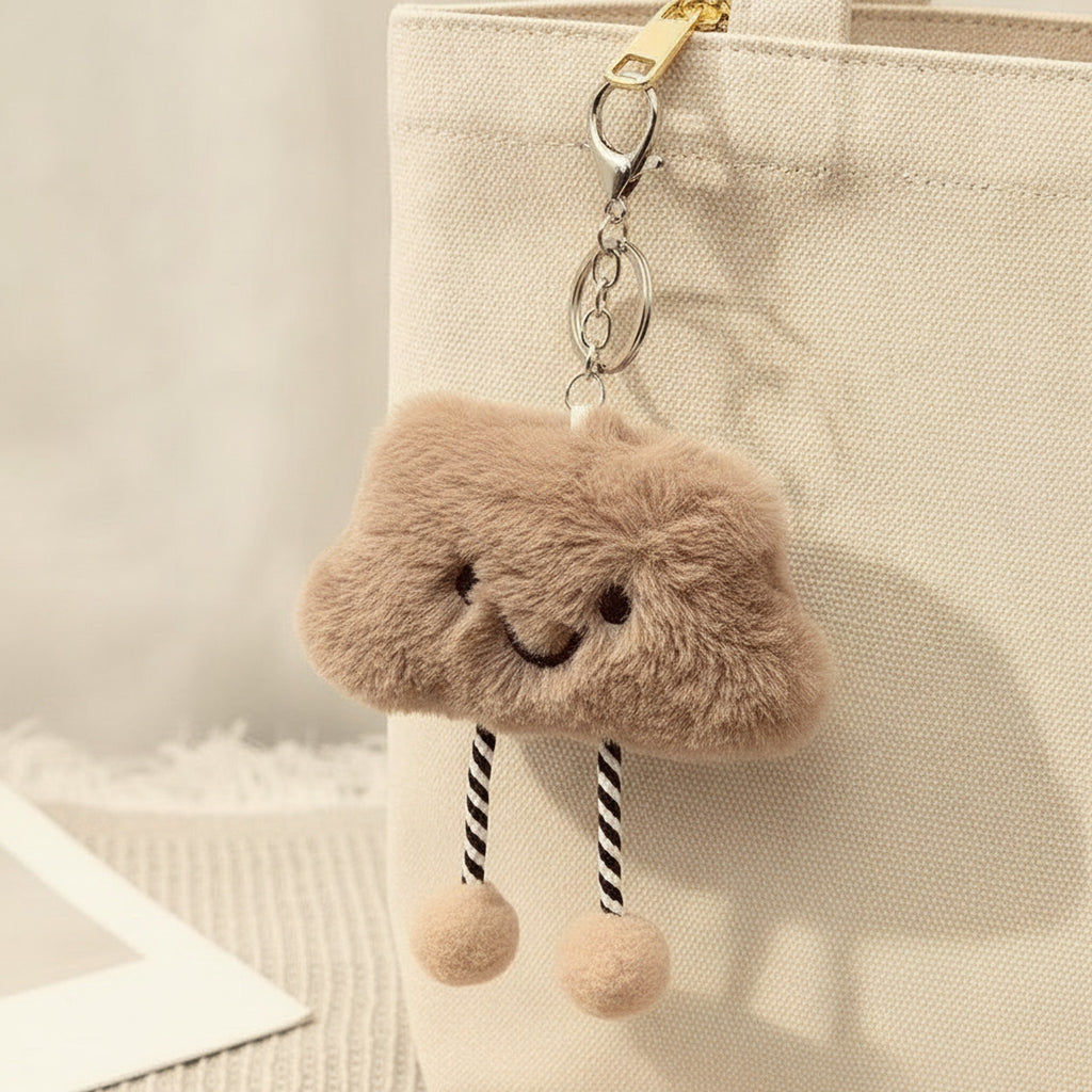 Smiley Shell Plush Bag Charm - Camel – bags & wallets (view 3)
