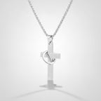 Silver Cross Pendant Necklace With Circular Charm – jewelry (view 1)