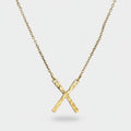 Gold Hammered X Pendant Chain Necklace