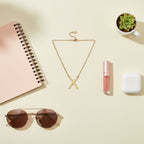 Gold Hammered X Pendant Chain Necklace