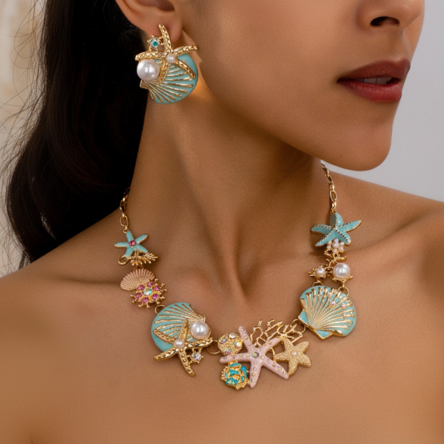 Ocean Pearl Charm Bracelet & Ring Set