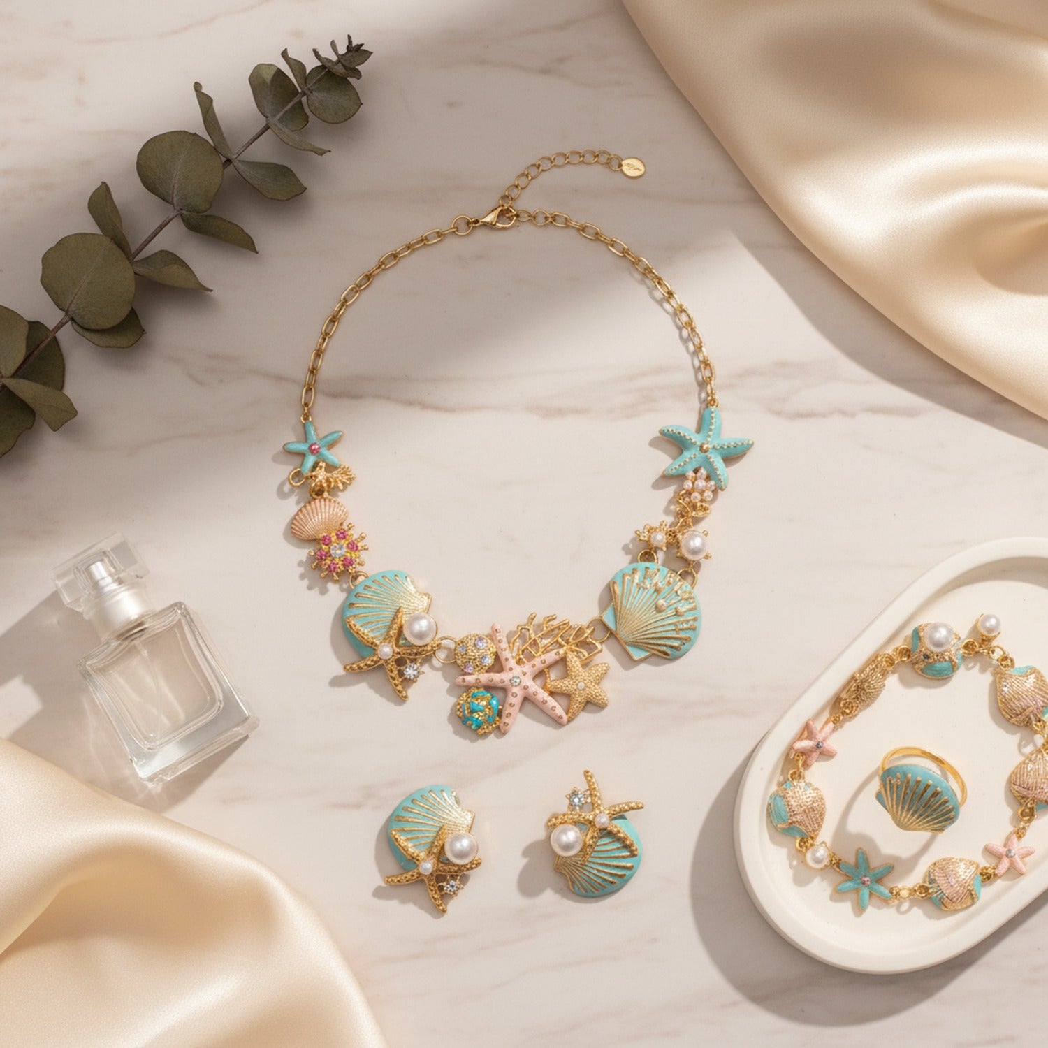 Ocean Charm Necklace & Earrings Set – jewelry (view 4)