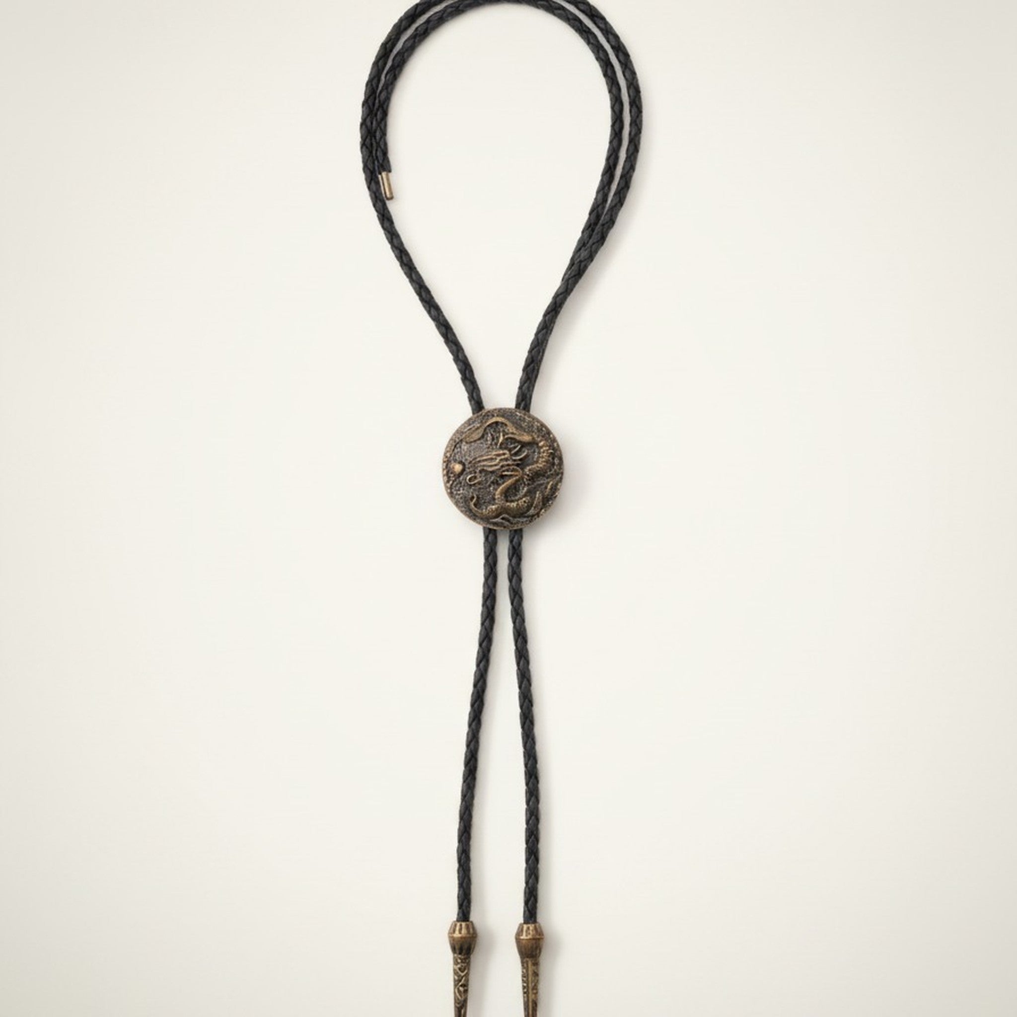 Antique Dragon Medallion Braided Bolo Tie – apparel accessories (view 1)