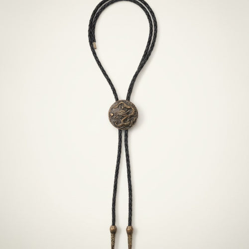Antique Dragon Medallion Braided Bolo Tie – apparel accessories (view 1)