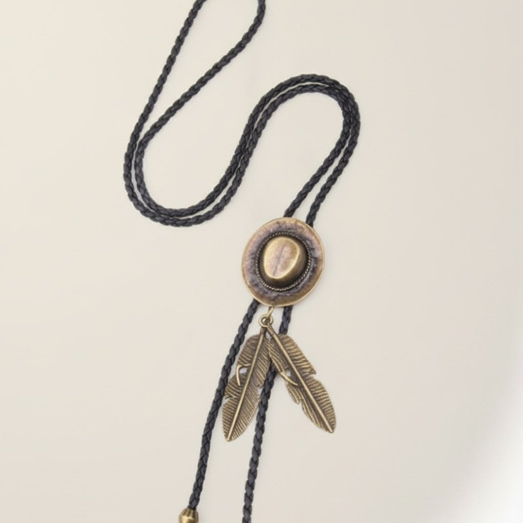 Western Style Bolo Tie with Feather Pendants – apparel accessories (view 1)