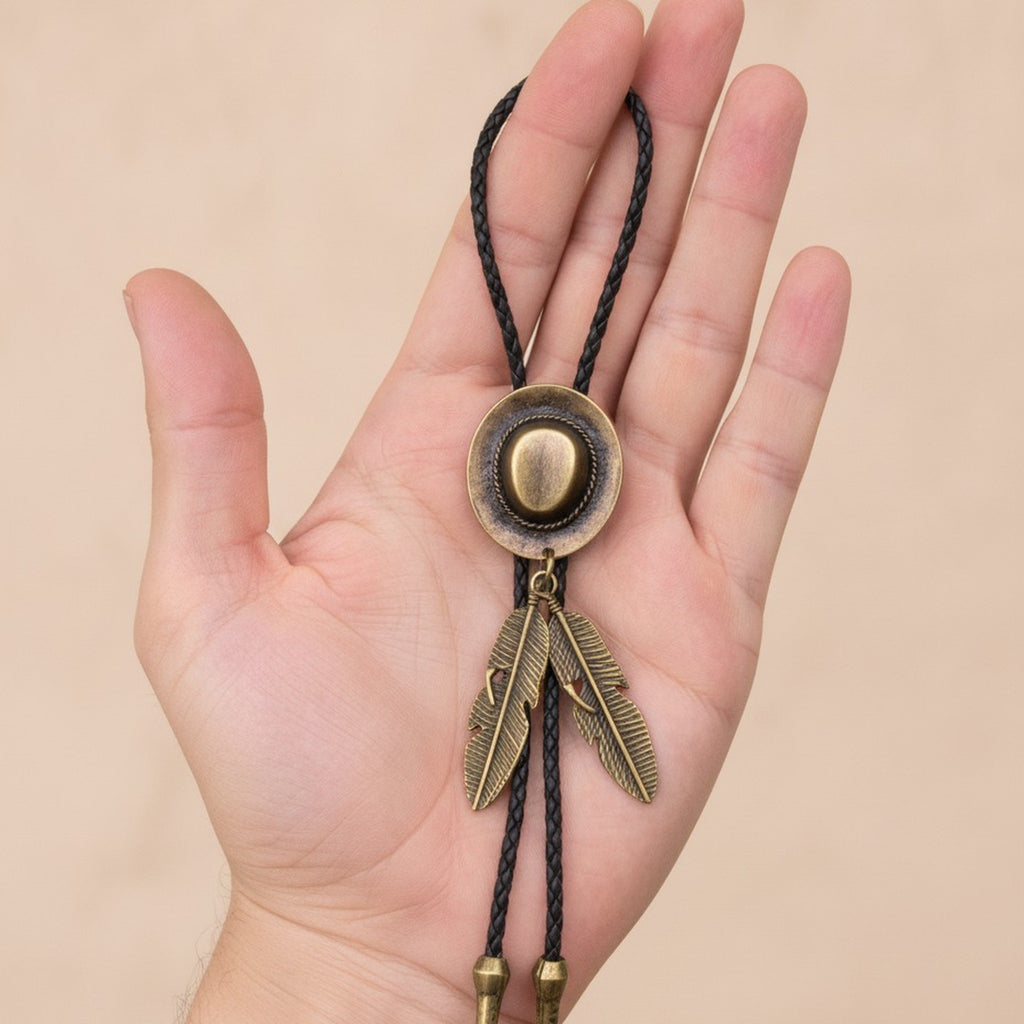 Western Style Bolo Tie with Feather Pendants – apparel accessories (view 4)