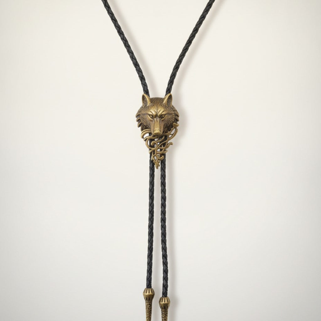 Vintage Wolf Head Bolo Tie Necklace – apparel accessories (view 1)