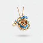 Flower Heart Locket Charm Necklace - Blue Teacup Opening Necklace – jewelry (view 1)