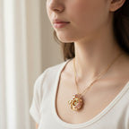 Flower Heart Locket Charm Necklace - Pink Teacup Locket Necklace – jewelry (view 3)