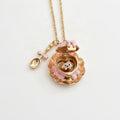 Flower Heart Locket Charm Necklace - Pink Teacup Locket Necklace – jewelry (view 1)