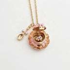 Flower Heart Locket Charm Necklace - Pink Teacup Locket Necklace – jewelry (view 1)