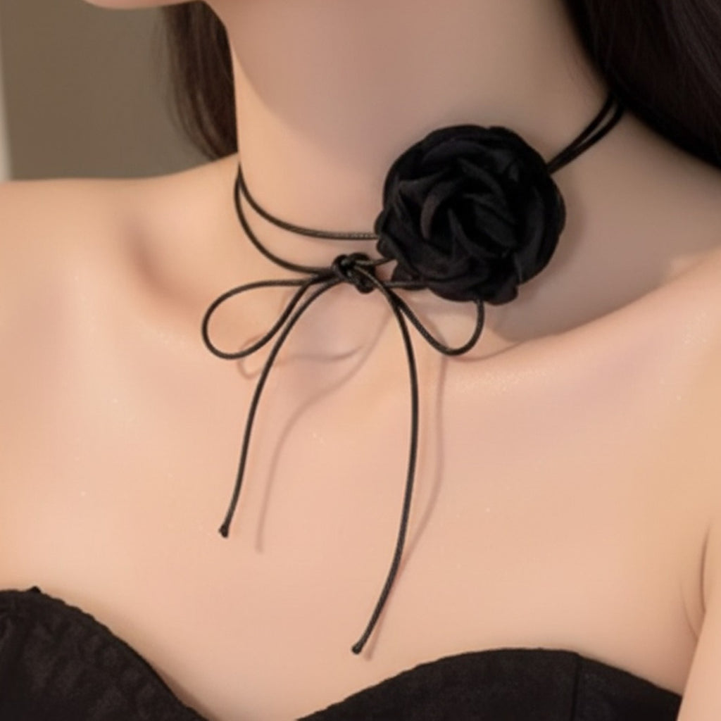 Black Rosette Hair Ring Set