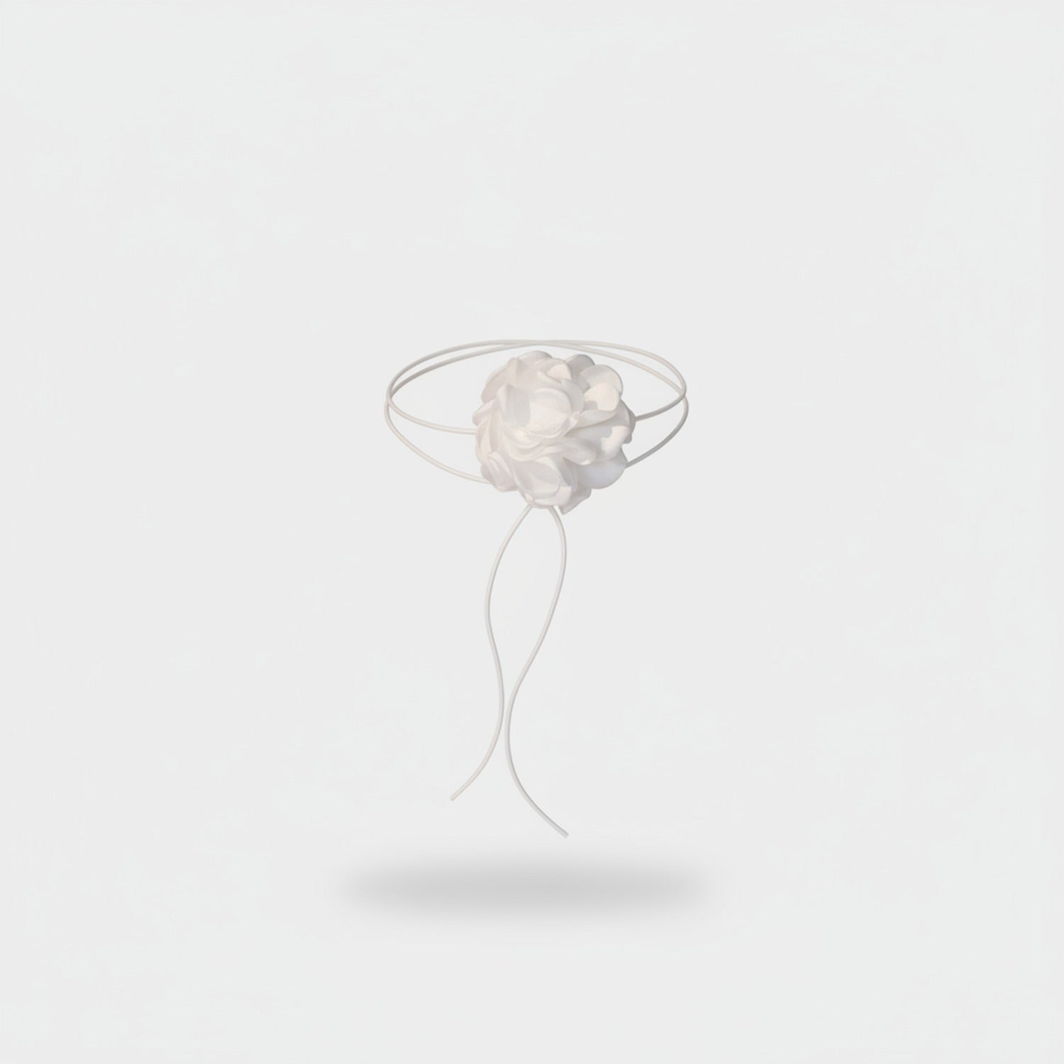 White Rose Flower Ring Set With Ribbon Ties