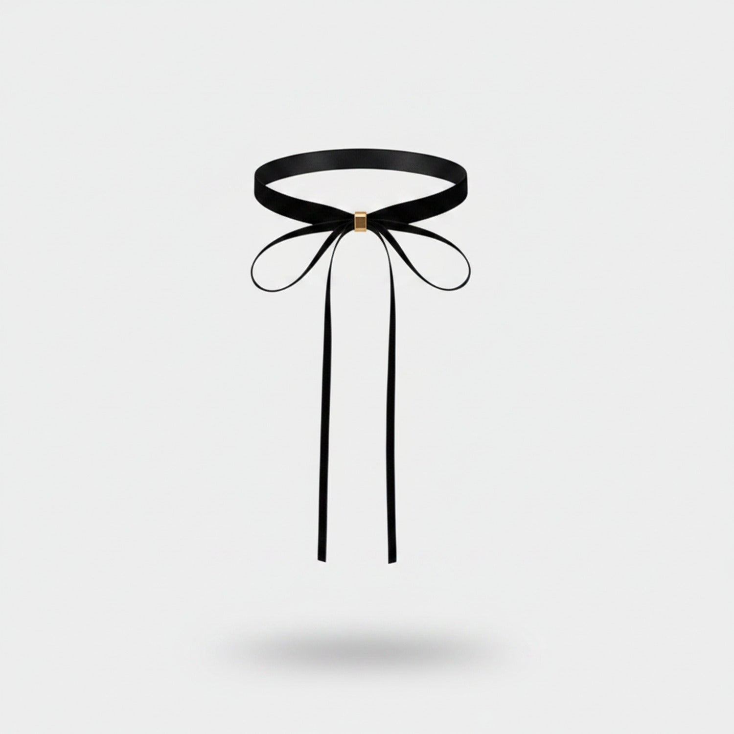Black Ribbon Choker Necklace Set With Bow