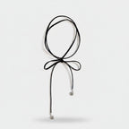 Black Wire Bow Pendant Necklace Ring Set