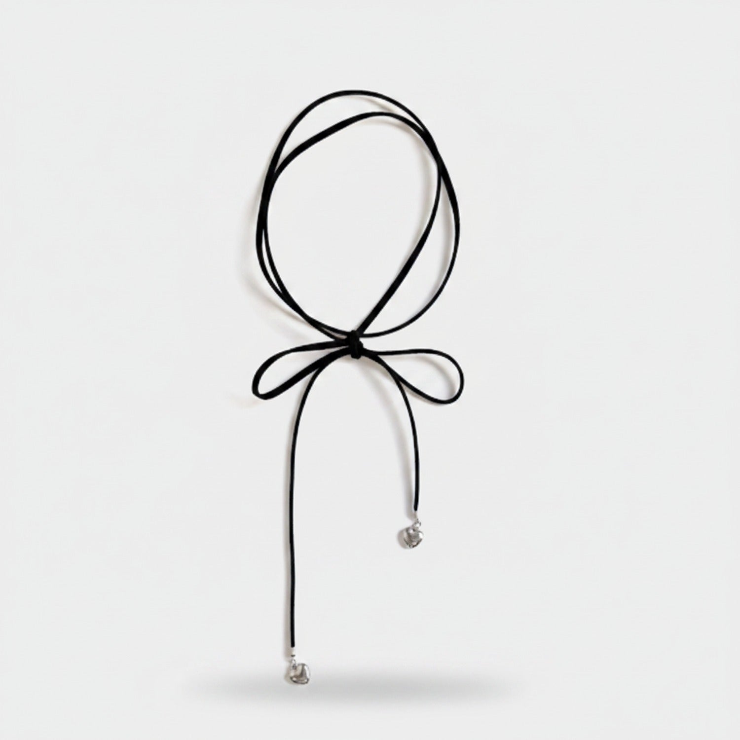 Black Wire Bow Pendant Necklace Ring Set