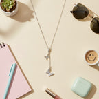 Silver Butterfly Charm Chain Lariat Necklace – jewelry (view 2)