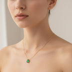 Green Teardrop Crystal Gold Chain Necklace