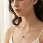 Coral Teardrop Crystal Gold Chain Necklace