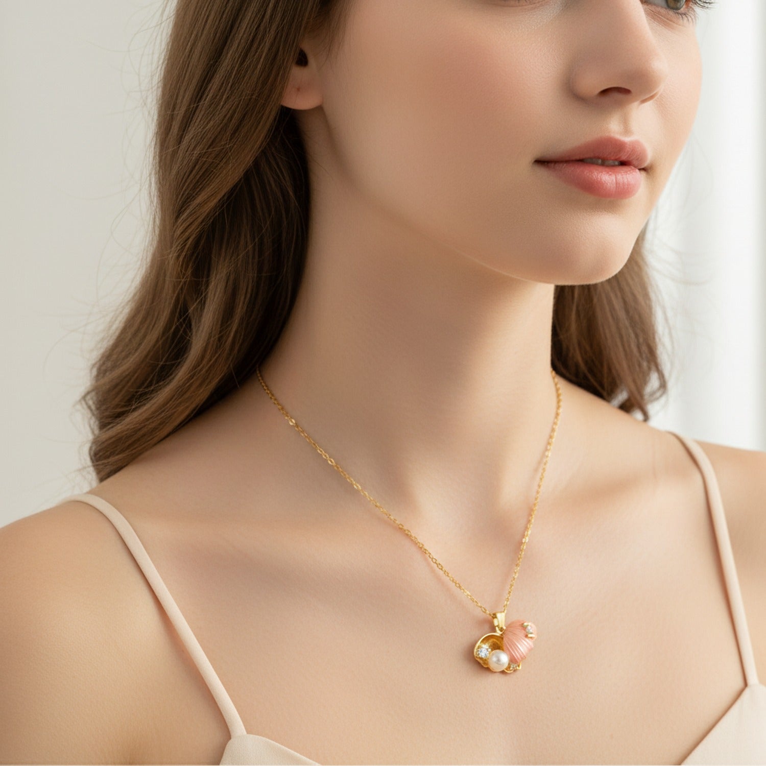 Pearl And Butterfly Charm Gold Necklace