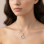 Moon Butterfly Rhinestone Chain Necklace - Drip Glaze Moon Butterfly Necklace Silver #9412 – jewelry (view 2)