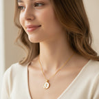 Gold Rose Pendant Circle Necklace