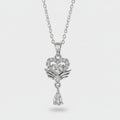 Silver Heart Butterfly Wing Cubic Zirconia Necklace
